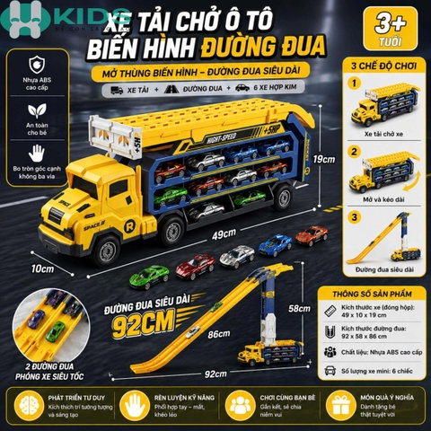 Đồ Chơi Ô Tô Mô Hình Cỡ Lớn Đa Năng – Xe Container, Xe Công Trình, Xe Điều Khiển Và Xe Biến Hình Cho Bé 3+ | Xkids