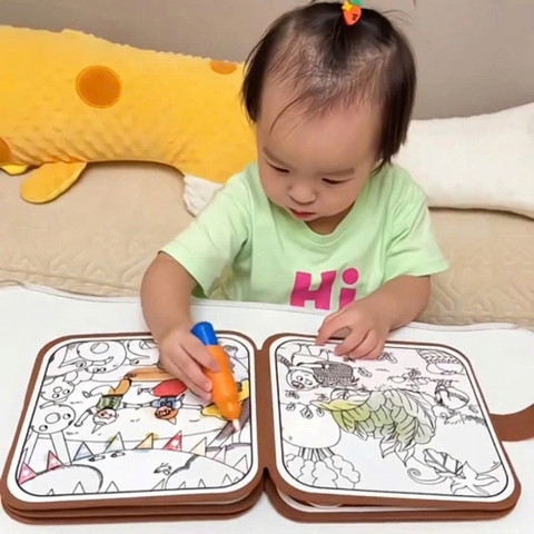 Sách Tô Màu Nước 2in1 XKIDS – Sổ Tô Màu Tái Sử Dụng Kèm Trò Chơi Bóc Dán Cho Bé