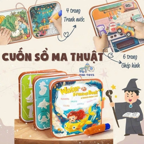 Sách Tô Màu Nước 2in1 XKIDS – Sổ Tô Màu Tái Sử Dụng Kèm Trò Chơi Bóc Dán Cho Bé