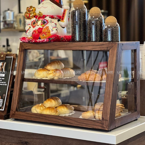 TỦ BÁNH MÌ 2 -3 TẦNG 4 MẶT MICA (KÍNH) - CỬA LÙA