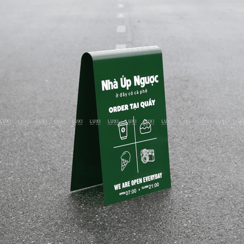 STANDEE SẮT CHỮ V NGƯỢC IN UV DECOR NHÀ HÀNG, QUÁN CÀ PHÊ - LUXI DECOR