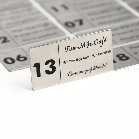THẺ BÀN INOX DẸP CHỮ NHẬT [1 MẶT] - LUXI DECOR