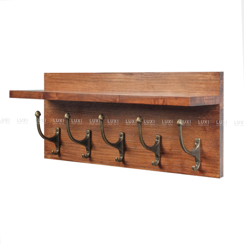KỆ GỖ TREO TƯỜNG ĐỘC ĐÁO MÓC CỔ ĐIỂN VINTAGE - LUXI DECOR