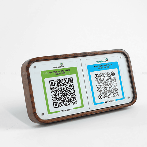 BẢNG QUÉT MÃ QR HÌNH CHỮ NHẬT KHUNG GỖ NAM CHÂM