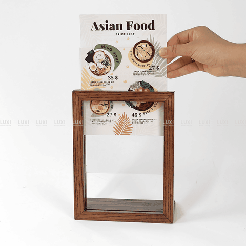 MENU SIZE A4,A5 KÈM ĐẾ GỖ (FREE KHẮC LOGO) - LUXI DECOR | LUXI decor