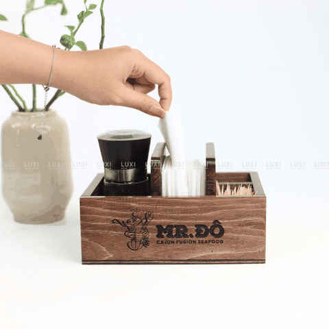 HỘP GỖ ĐỰNG GIA VỊ GIẤY ĂN ĐỘC ĐÁO GIÁ RẺ XƯỞNG SẢN XUẤT TRỰC TIẾP - LUXI DECOR
