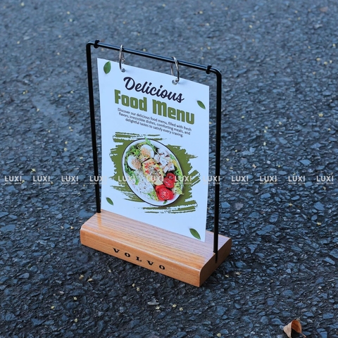GIÁ TREO MENU KHUNG SẮT ĐỂ BÀN - SIZE A4, A5, A6 - KHẮC LOGO - LUXI DECOR