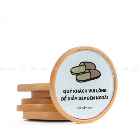 BẢNG GỖ "VUI LÒNG ĐỂ DÉP Ở NGOÀI" - LUXI DECOR