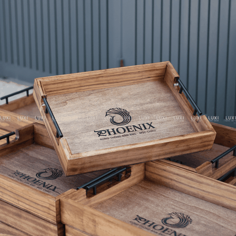 KHAY GỖ TAY CẦM KIM LOẠI - LUXI DECOR