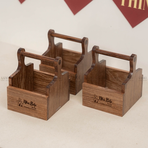 KHAY GỖ ĐỰNG GIA VỊ 1 NGĂN – FREE KHẮC LOGO