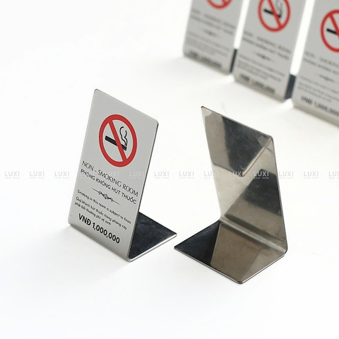THẺ BÀN INOX THÔNG BÁO '' CẤM HÚT THUỐC'' - LUXI DECOR