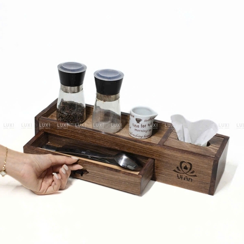 Khay Có Ngăn Khéo - Kệ Giấy - Gia Vị - Luxi Decor