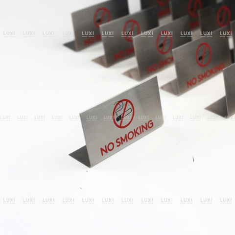 Bảng Inox Hình Chữ L " NO SMOKING" In Nội Dung Theo Yêu Cầu - LUXI DECOR