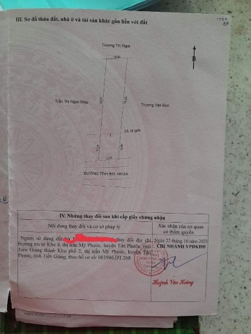 Ms03- Đất nền bán ngang 10m x 48,6m  Tỉnh lộ 865, xã Tân Hòa Tây,Tân Phước, Tiền Giang