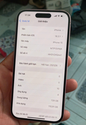 Iphone 15 128G bảo hành Chính hãng Zin Áp Đẹp