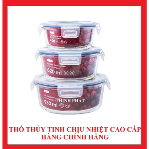Thố Thủy Tinh - Hộp Thủy Tinh Đựng Thực Phẩm TRÒN Chịu Nhiệt INOCHI - Hộp Quay Đồ Ăn Trong Lò Vi Sóng