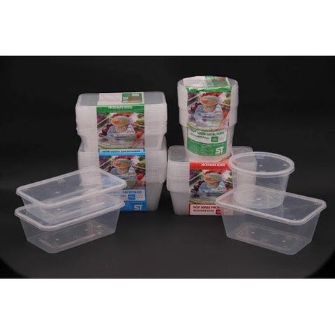 Bộ 10 hộp nhựa vuông 1000ml-750ml-550ml đựng thực phẩm bảo quản trong tủ lạnh, đựng kim chi