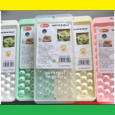 Bộ 3 Khuôn Làm Thạch Trái Cây Hình Tròn - Vĩ đá hình viên bi 63 Viên Hàng Chính Hãng