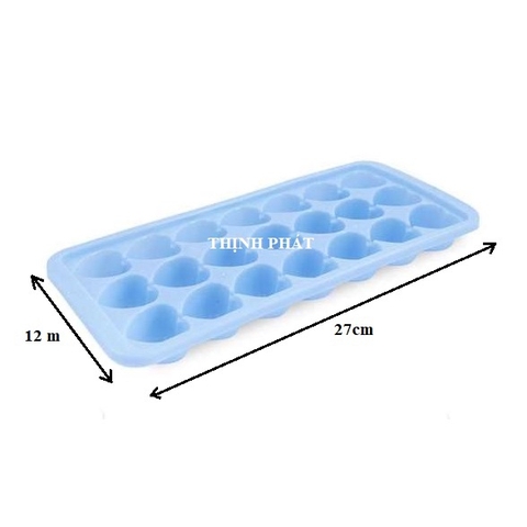 Bộ 3 khay làm đá - thạch rau câu 21 viên hình tim - Giao màu ngẫu nhiên