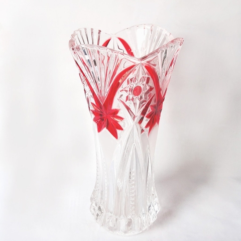 Lọ cắm hoa thủy tinh cao cấp 25cm, 20cm (Màu sắc hoa văn ngẫu nhiên)