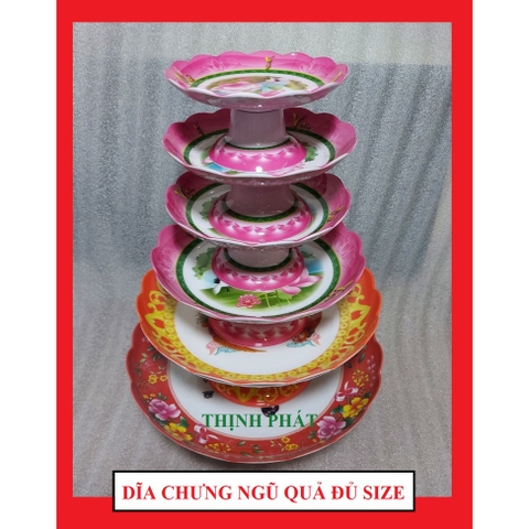 Dĩa chưng trái cây - chò chưng ngũ quả nhựa melamine đủ size GIAO MÀU NGẪU NHIÊN