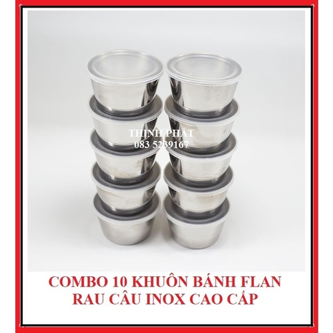 Bộ 10 Khuôn Làm Bánh Inox 304 Có Nắp ( 7cm ) Làm Bánh Flan , Rau Câu , Cupcake, Làm Đá Không Gỉ