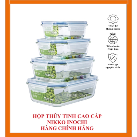Hộp Thực Phẩm Thủy Tinh Chịu Nhiệt INOCHI - Hộp Quay Đồ Ăn Trong Lò Vi Sóng Chữ Nhật