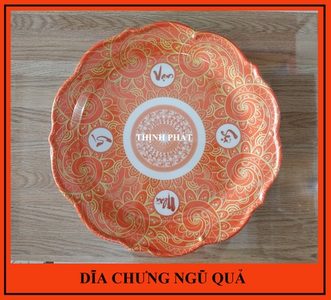 Mâm ngũ quả - Dĩa chưng ngũ quả ngày tết nhựa Melamine cao cấp 36cm-GIAO MÀU NGẪU NHIÊN
