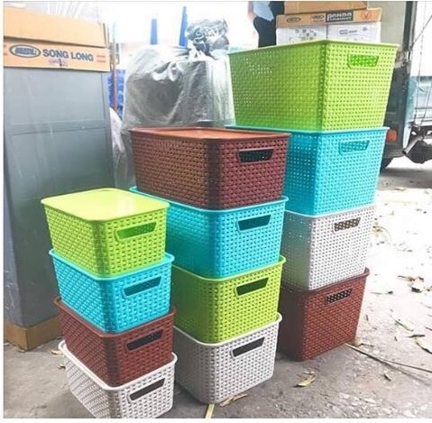 Combo 3 Giỏ đựng đồ có nắp Hàng Chính Hãng - Giao màu ngẫu nhiên