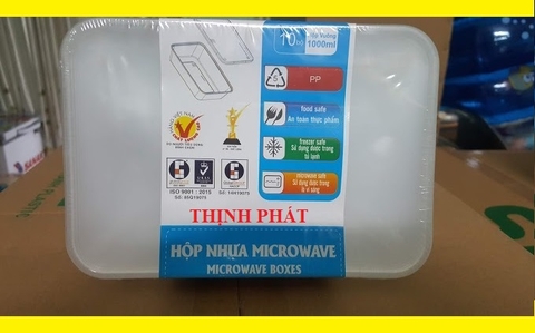 Lốc 10 hộp nhựa đựng thực phẩm chữ nhật có nắp Microwave trong suốt trữ đông an toàn- dung tích 550ml 750ml 1000ml.
