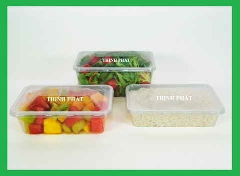 Lốc 10 hộp nhựa đựng thực phẩm chữ nhật có nắp Microwave trong suốt trữ đông an toàn- dung tích 550ml 750ml 1000ml.