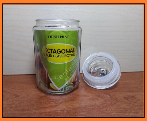 Hũ Lọ Thủy Tinh Lục Giác 8 cạnh Đựng Thực Phẩm, Gia Vị 900ml, 550ml, 380ml