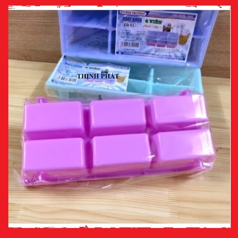 Khay làm đá _Khuôn rau câu _khuôn làm thạch 6 viên bằng nhựa