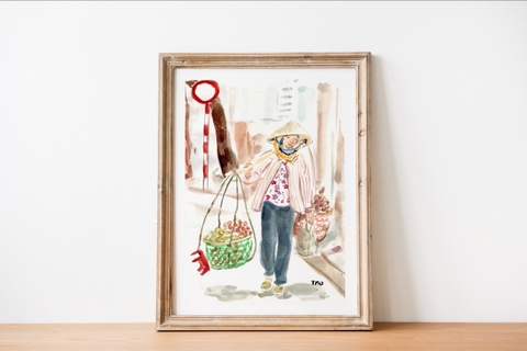 Tranh A3 Tao Street Vendor