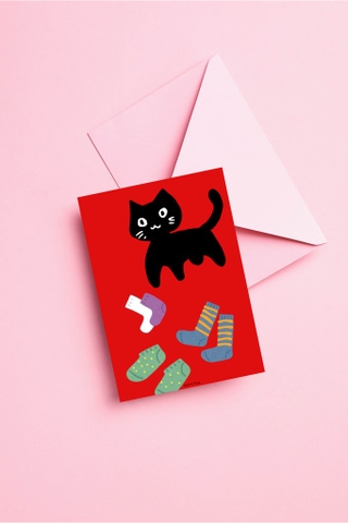 Set 5 thiệp A6 - Meo with socks Posters Thingy