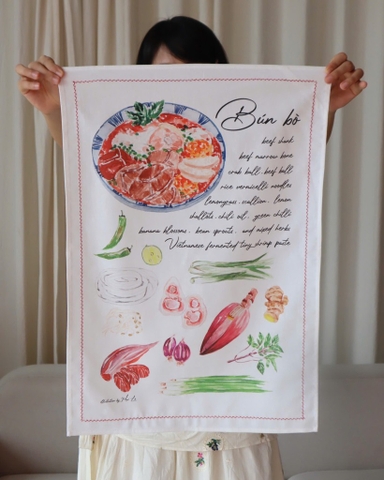 Khăn linen chữ nhật Bún Bò Mai Lê