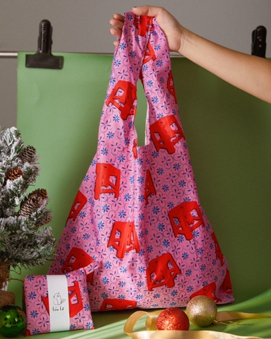 Túi dù gập Líu Lô x Mai Lê ghế nhựa / Foldable Bag Plastic Stool
