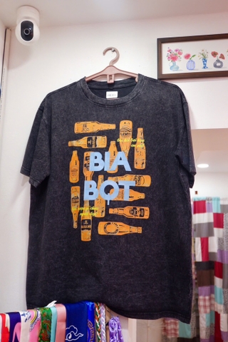 Áo Bia bọt cam wash đen Mộc Trà