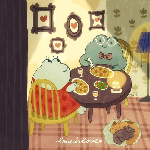 Tranh ếch ăn tối Pan 120