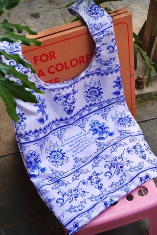 Túi dù gập Líu Lô x Mai Lê bát tràng / Foldable Bag Bát Tràng