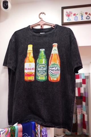 Áo Bia 3 chai đen Mộc Trà