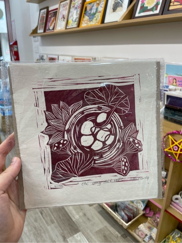 Tranh in tay Vốn cổ Huế Mộc Trà Chè Huế 15 x 15