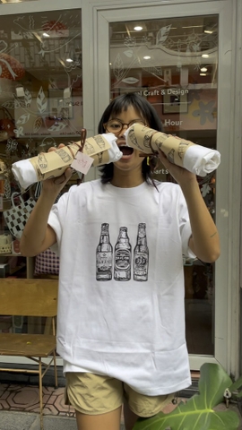 Áo L in tay linocut 97% cotton Mộc Trà