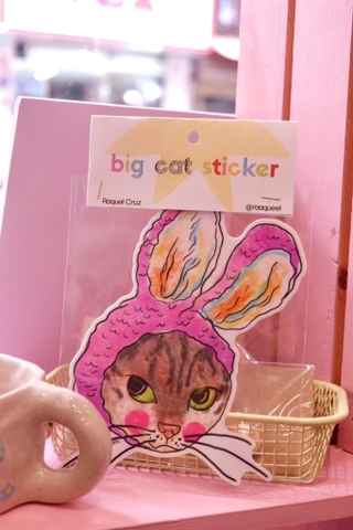 Big Bunny Cat Sticker Raquel Cruz