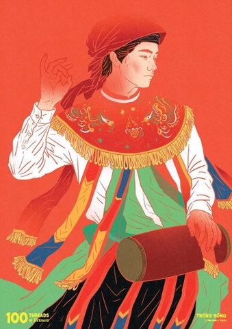 Tranh Linh Luong in A5 - Trống Bồng
