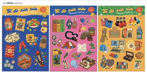 Sticker Posters Thingy Zi-01- Retro A5 sheet (3 loại)