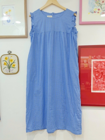 Váy dài không tay kẻ caro xanh blue Líu Lô 890