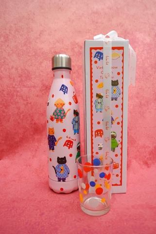 Bình nước mèo hồng Líu Lô 750ml