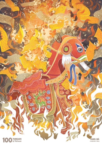 Tranh Linh Luong in A5 - Vàng Mã