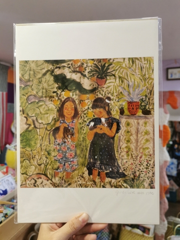 Tranh Tao A4 Girls with cats